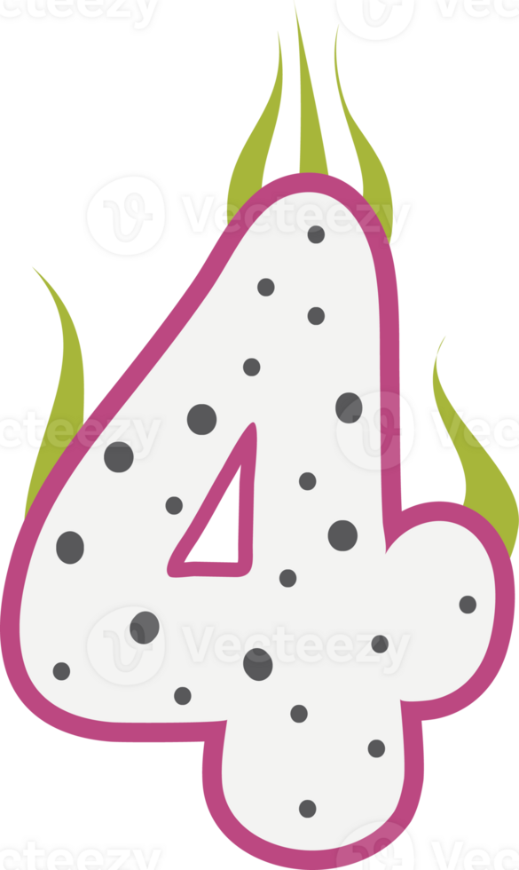 Dragon Fruit Alphabets and number png
