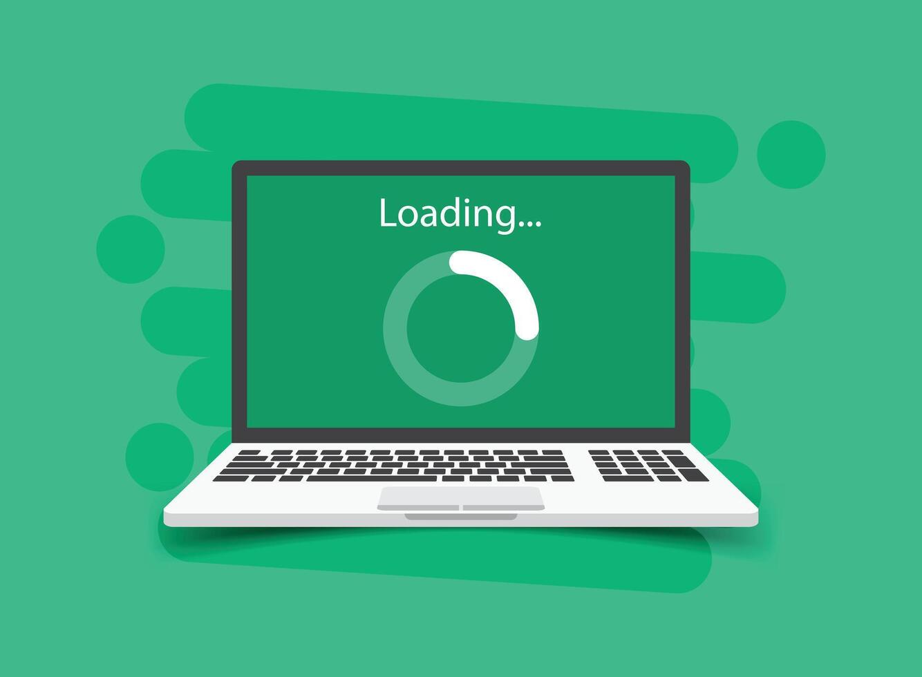Laptop loading process icon in flat style. Software update illustration on isolated background. Updating sign business concept. vector