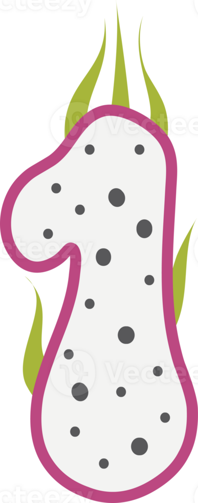 Dragon Fruit Alphabets and number png