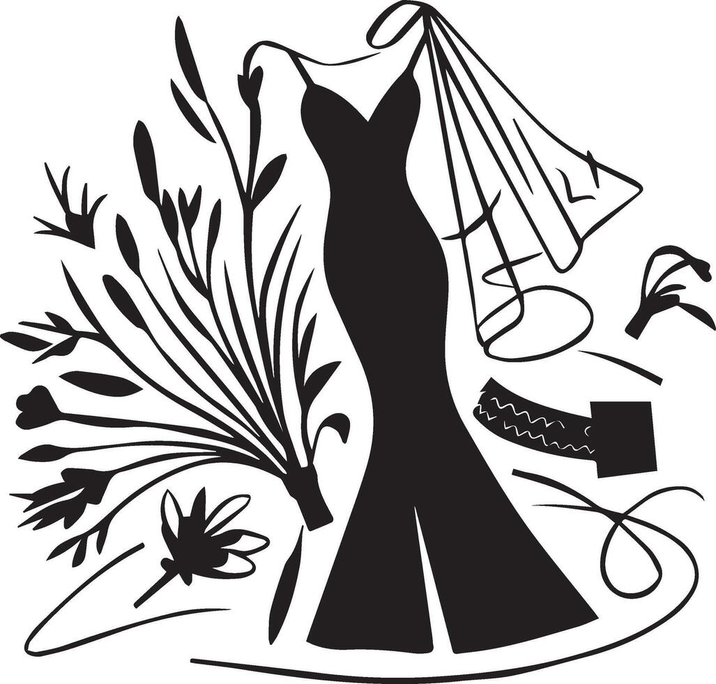 wedding accessories silhouette design vector