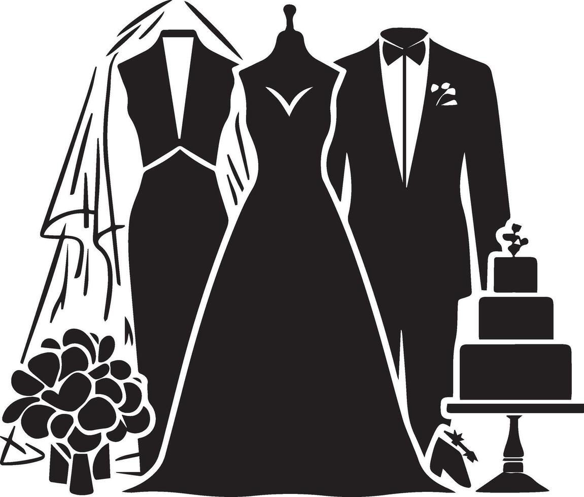 wedding accessories silhouette design vector