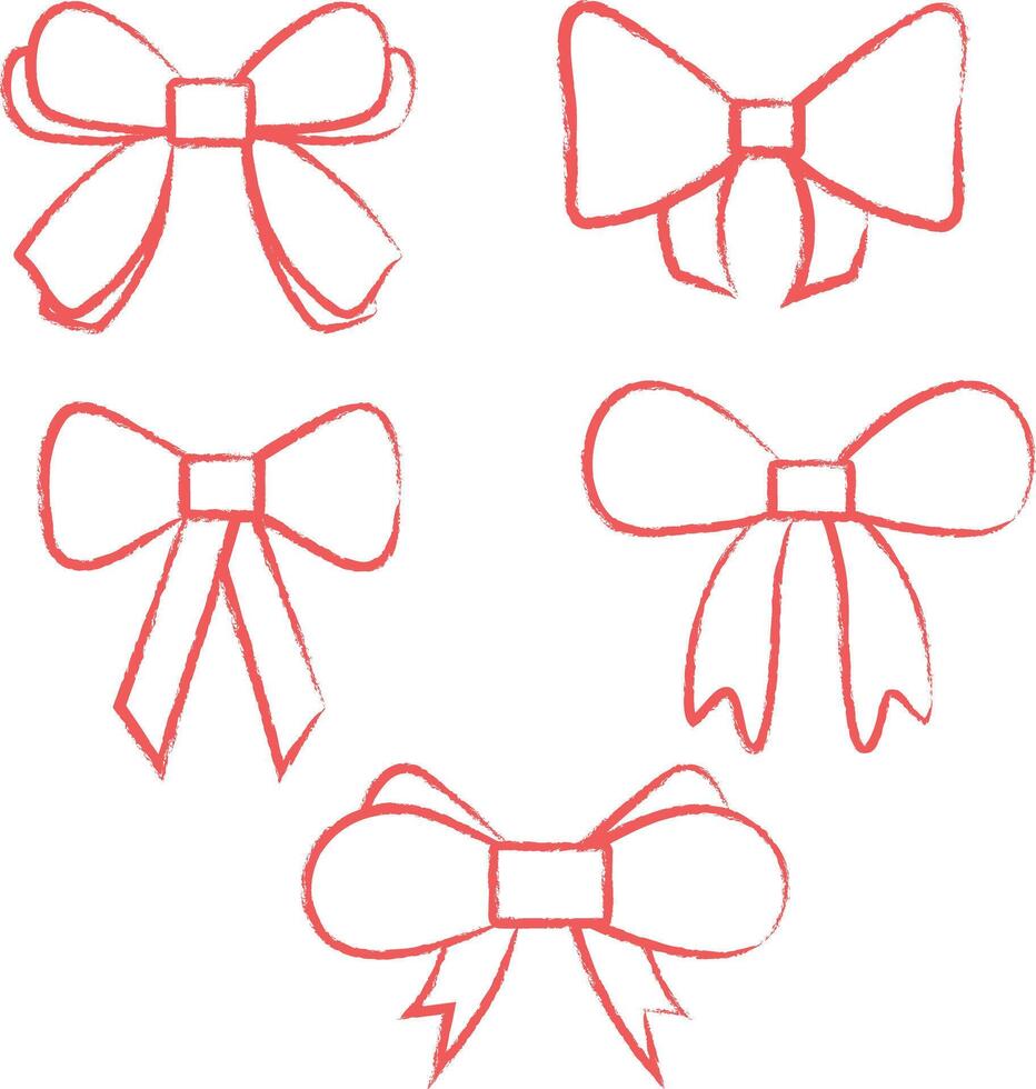 Ribbon Icons Set Hand Drawing Style vector