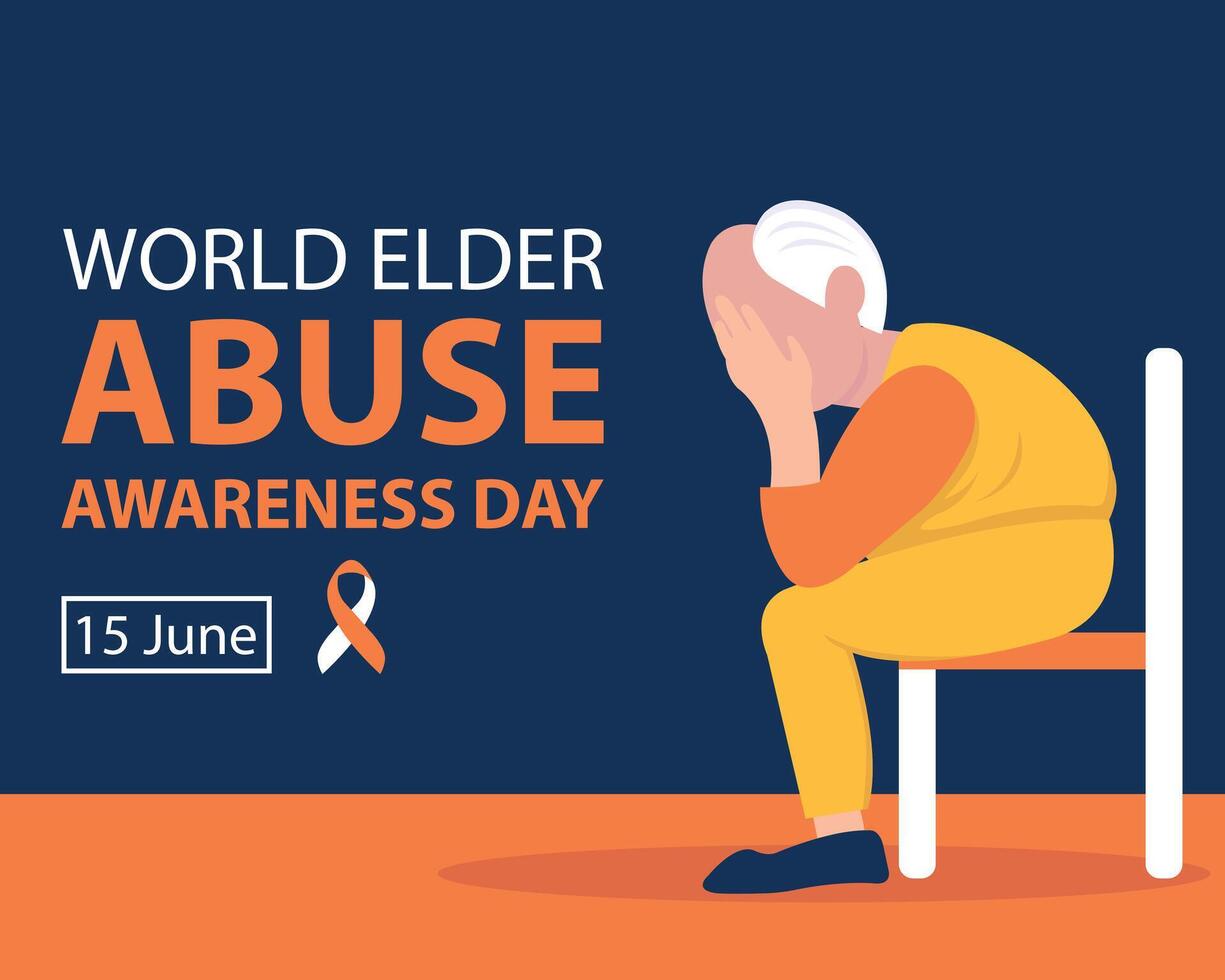 illustration graphic of a grandfather was sitting depressed, perfect for international day, world elder abuse awareness day, celebrate, greeting card, etc. vector