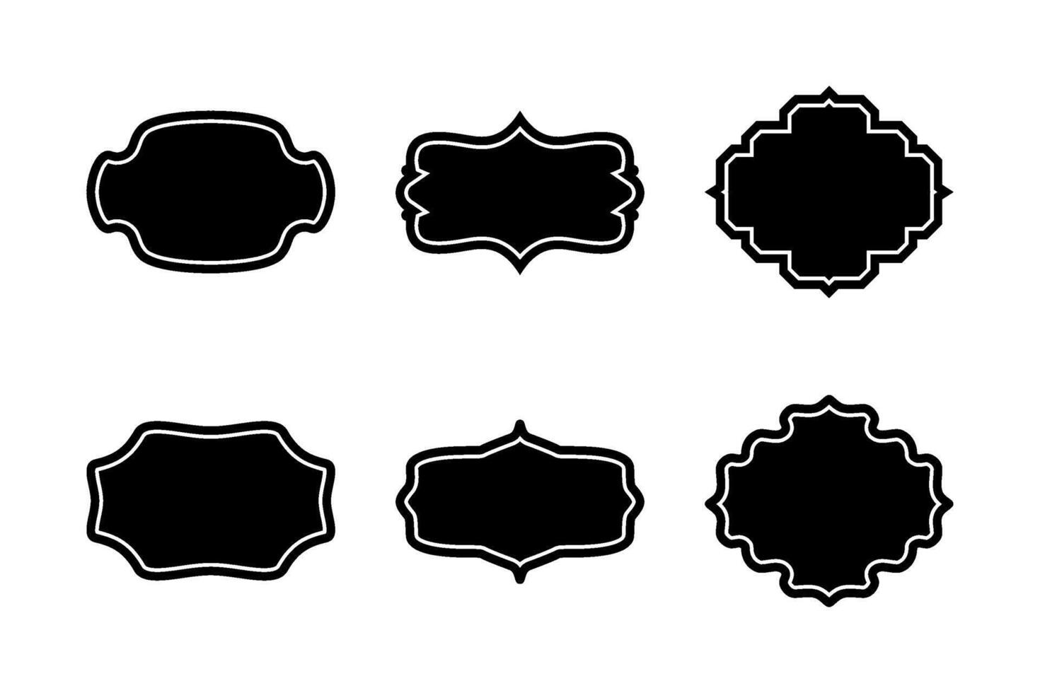 Label Frame Shape Glyph With Frame pictogram symbol visual illustration Set vector