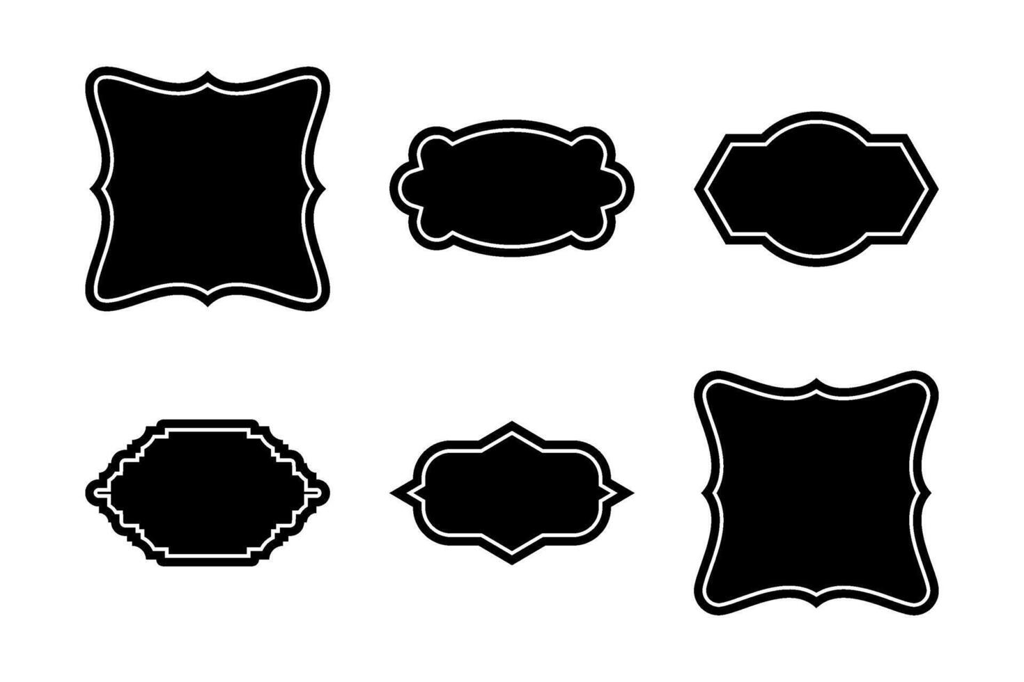 Label Frame Shape Glyph With Frame pictogram symbol visual illustration Set vector