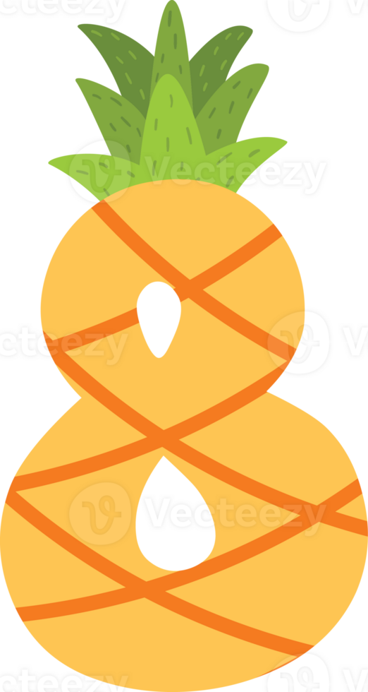 Yellow Pineapple alphabets and number png