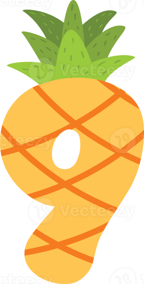 Yellow Pineapple alphabets and number png