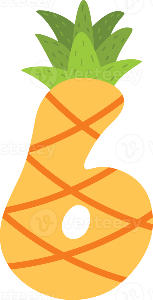 Yellow Pineapple alphabets and number png