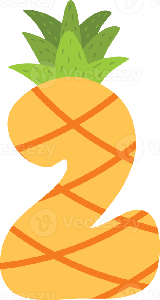 Yellow Pineapple alphabets and number png