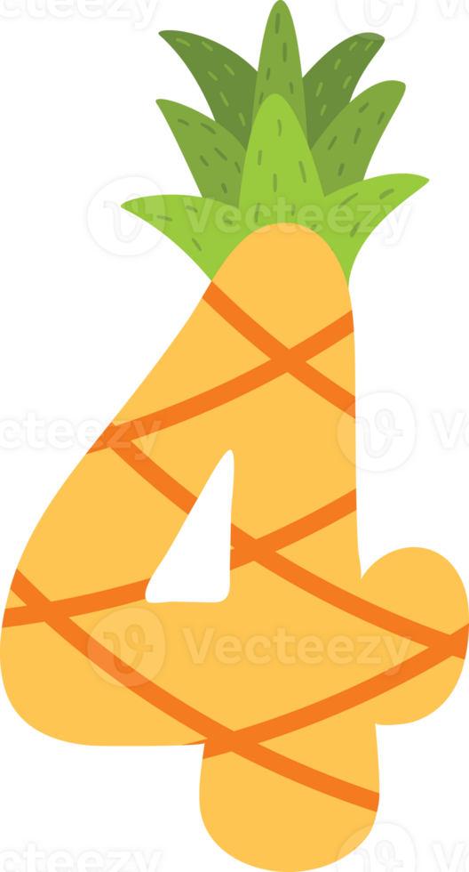 Yellow Pineapple alphabets and number png