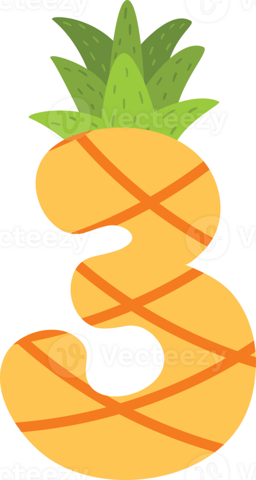 Yellow Pineapple alphabets and number png