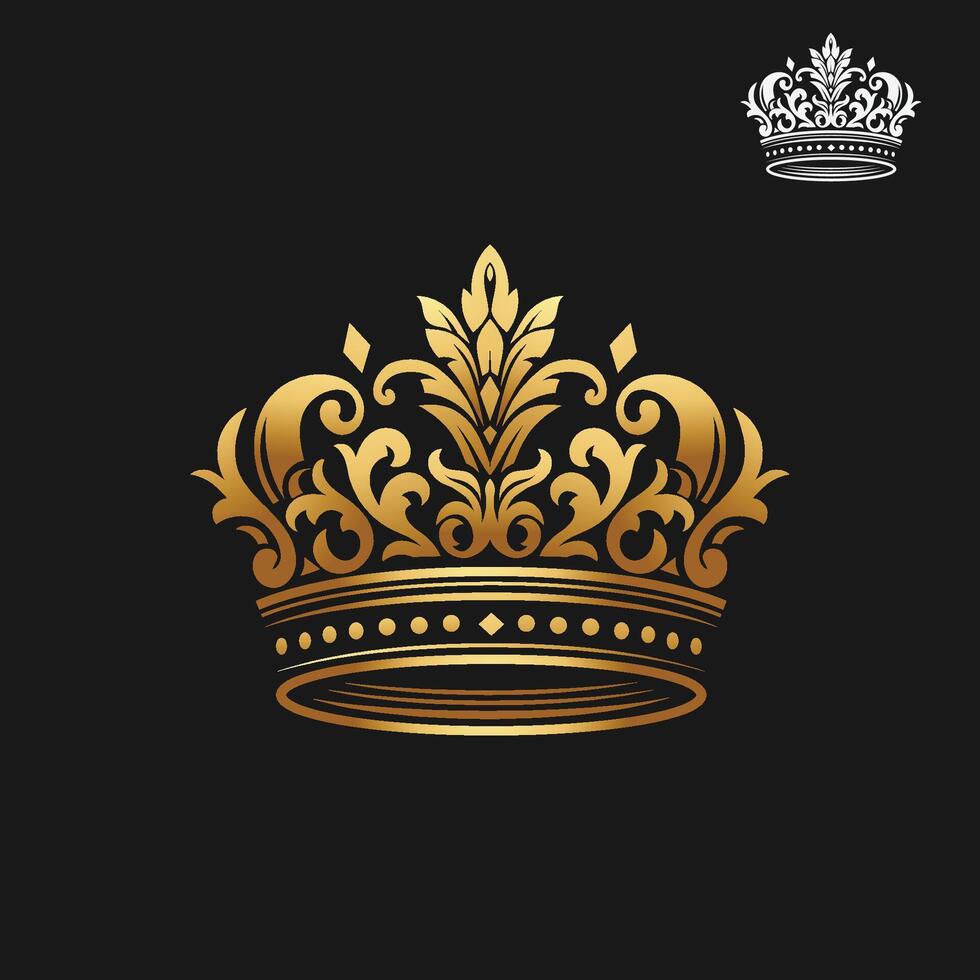 classic golden crown on black background vector