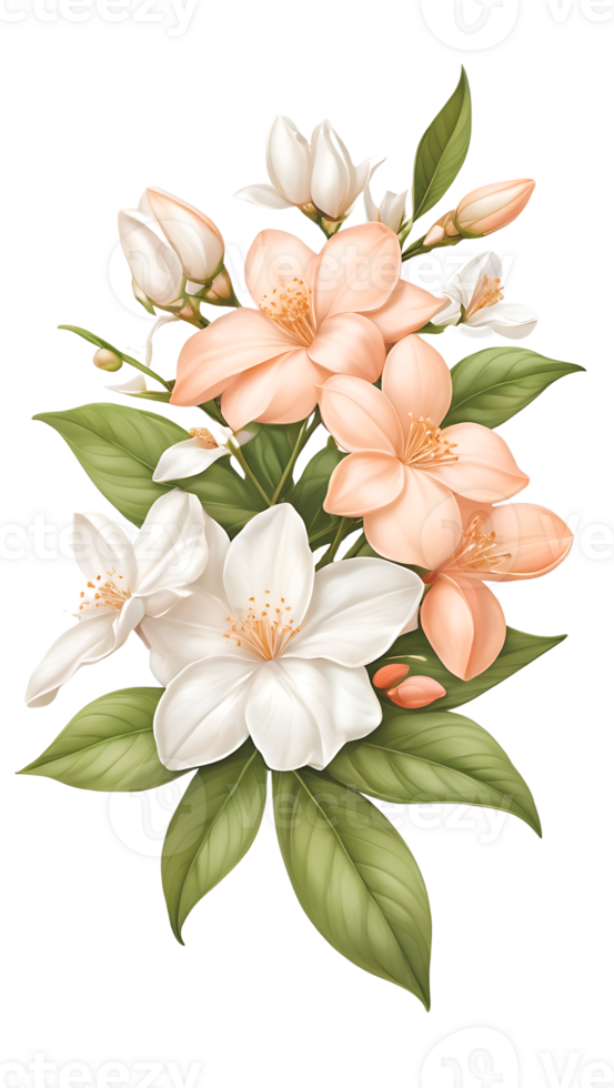 The natural beauty of jasmine flowers on a transparent background png