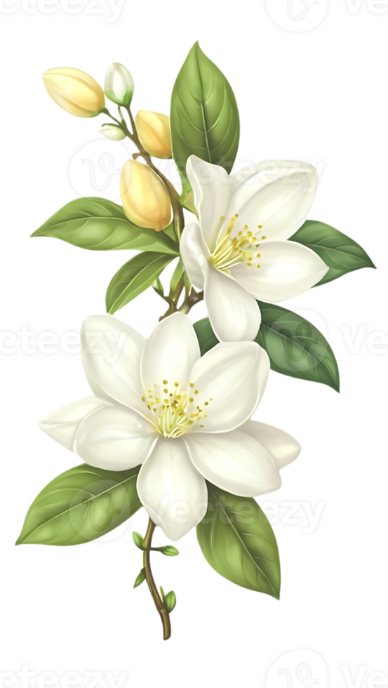 The natural beauty of jasmine flowers on a transparent background png