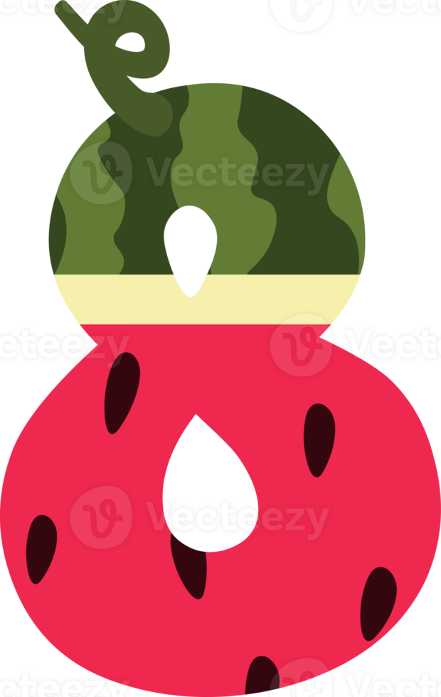 Watermelon alphabets and number png