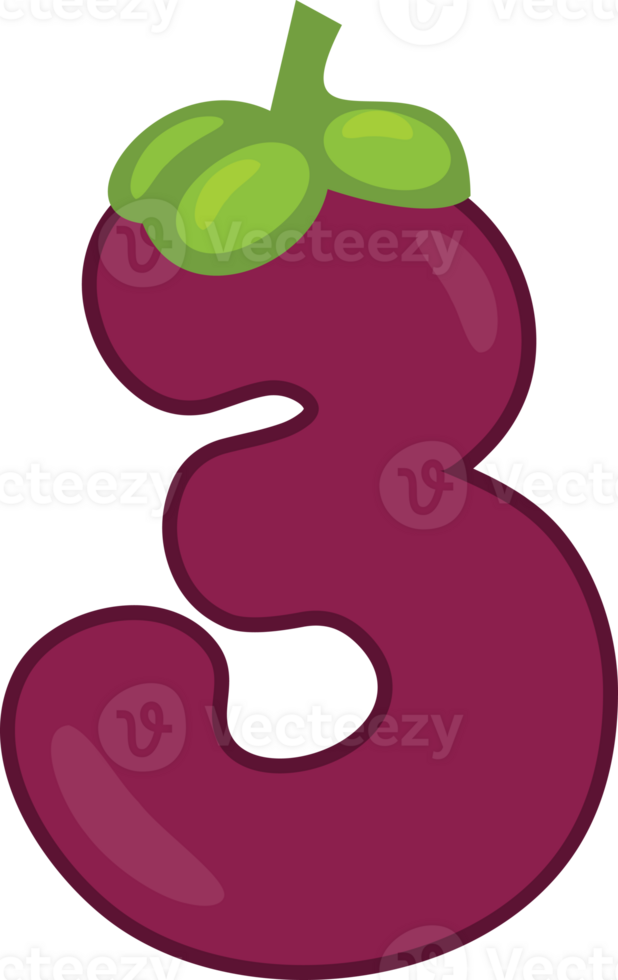 Mangosteen alphabets and Number png