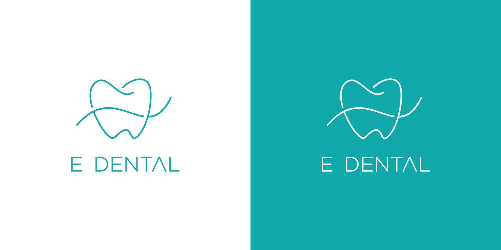 Unique and modern E dental logo design vector