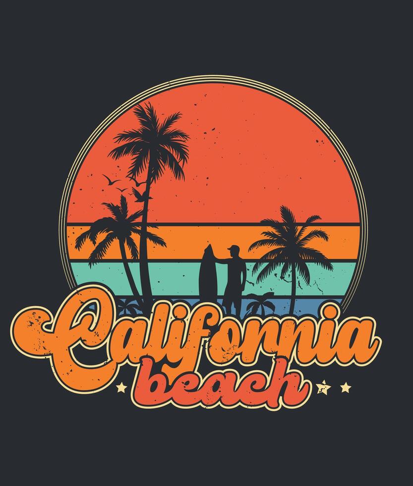 california t-shirt design. palm trees silhouette t shirt design. t-shirt design for print. california logo design illustration. quotes for t shirt vector