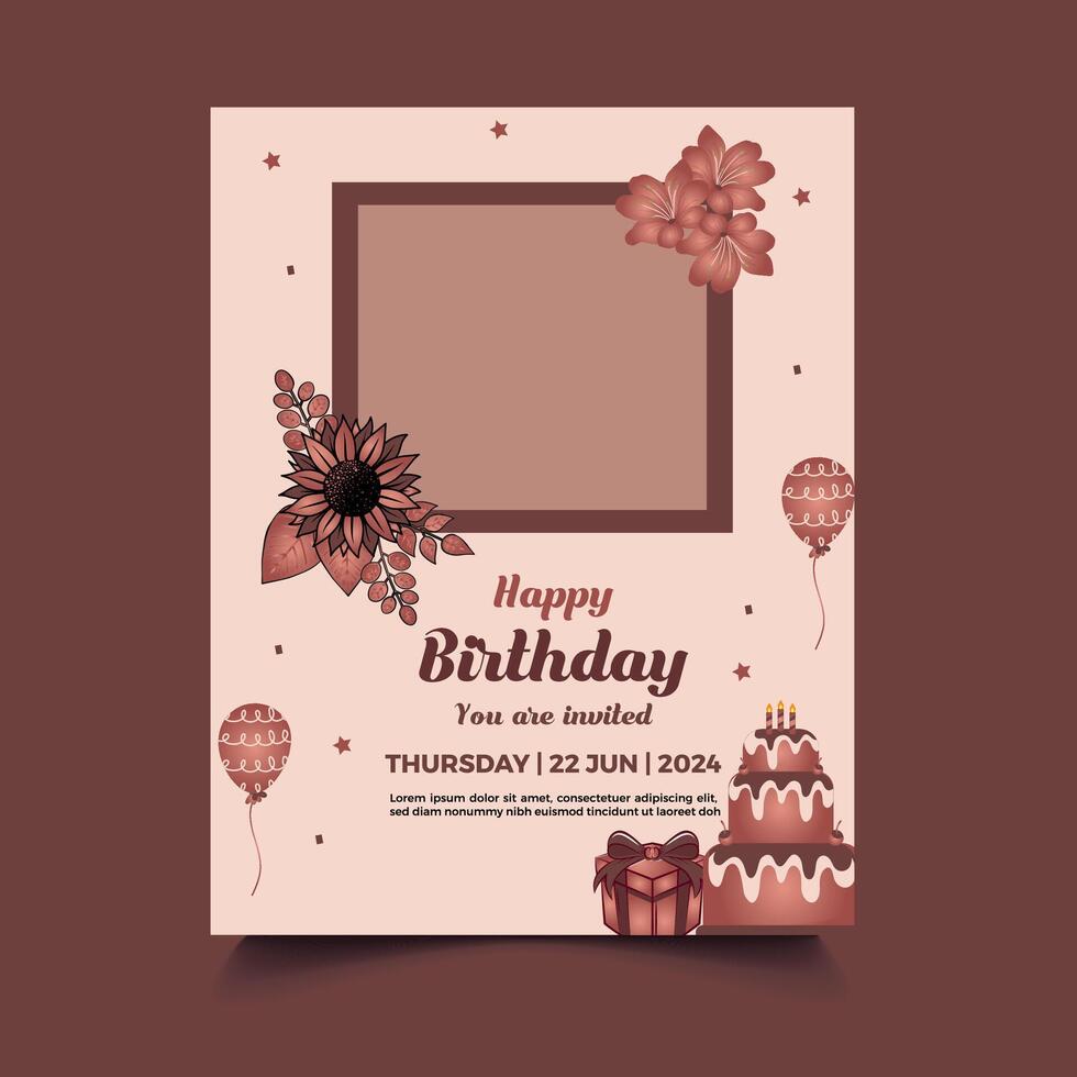 Elegant happy birthday flyer template vector