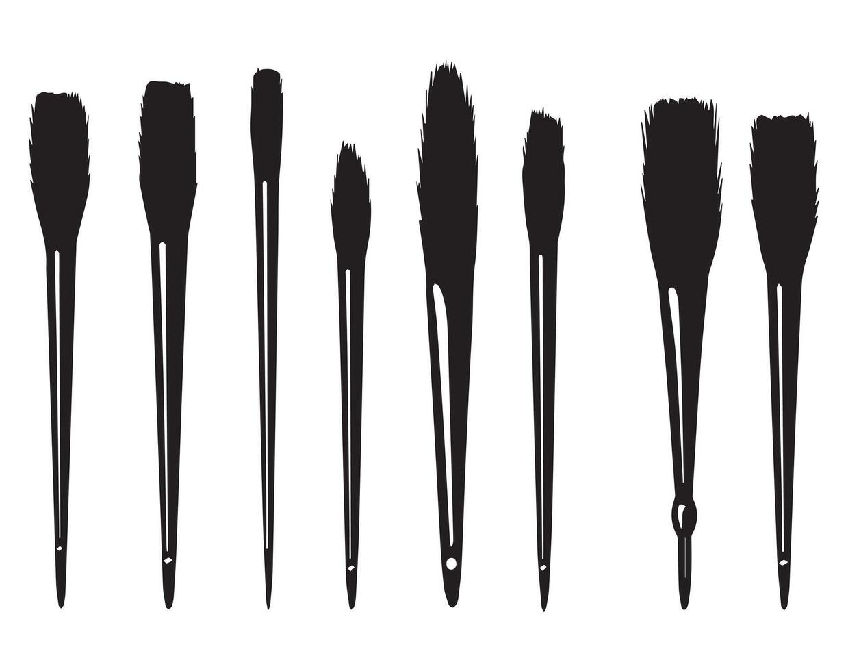 Set of black make up brushes on white background. illustration. vector