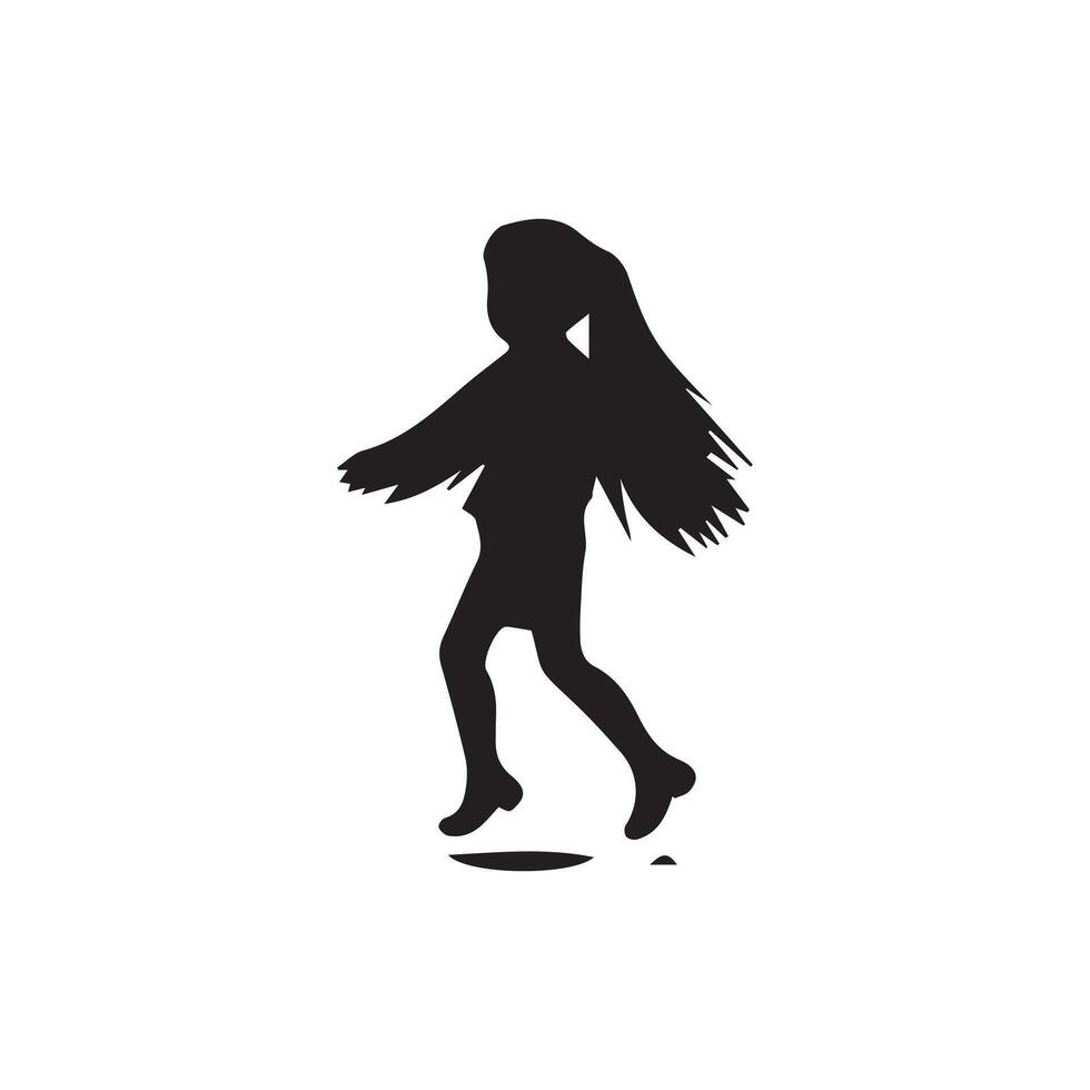 Silhouette of a girl in a dress on a white background vector