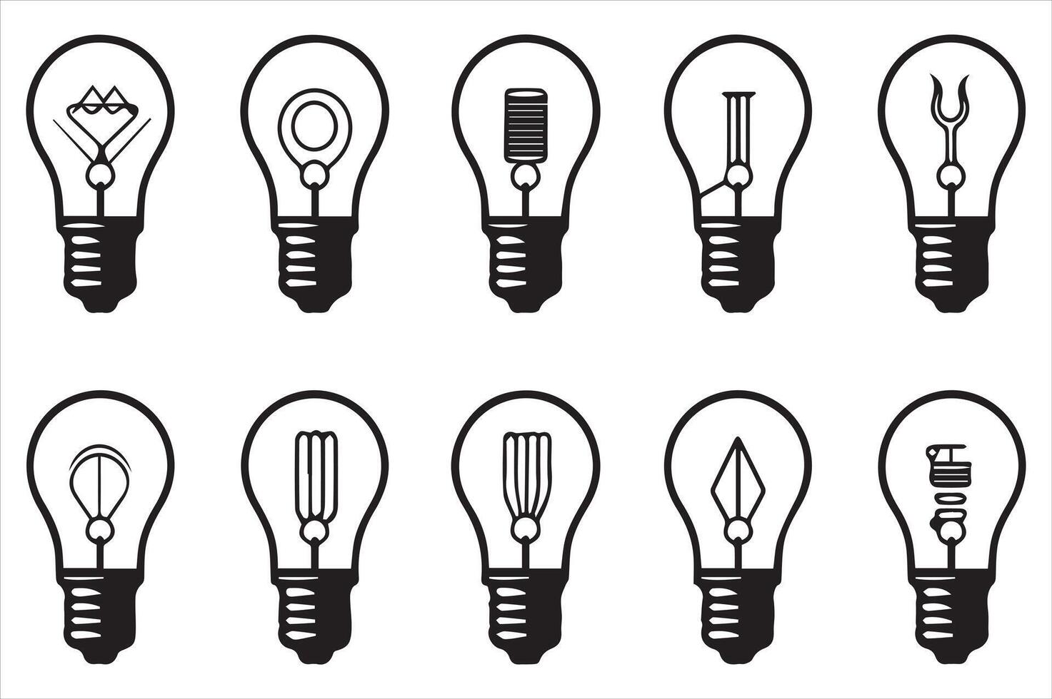 Light Bulb Icon Set Isolated on White Background, Illustration vector