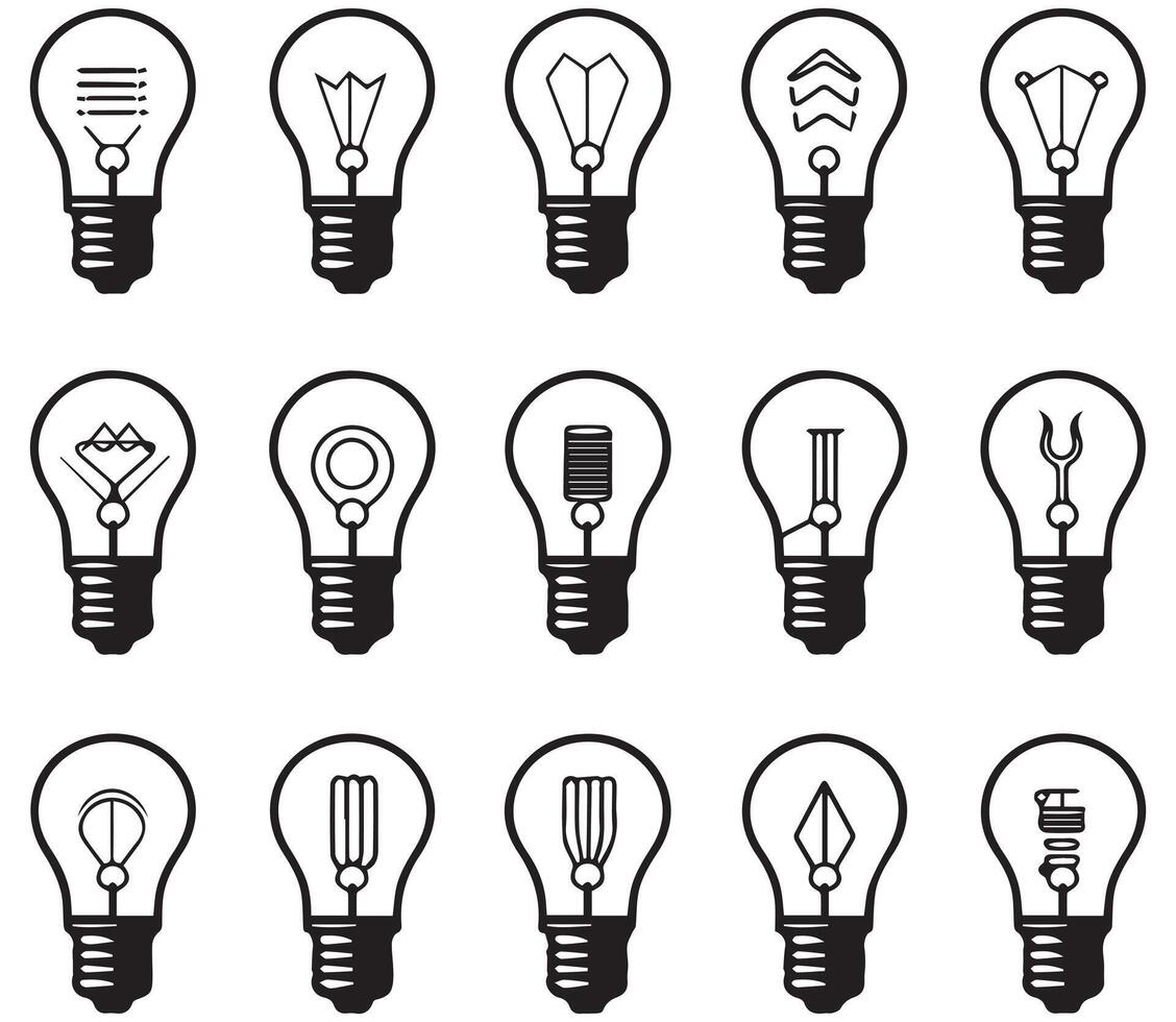Light Bulb Icon Set Isolated on White Background, Illustration vector
