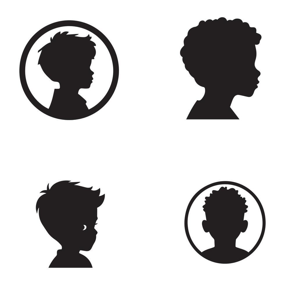 Black silhouettes of boys on white background. illustration. vector