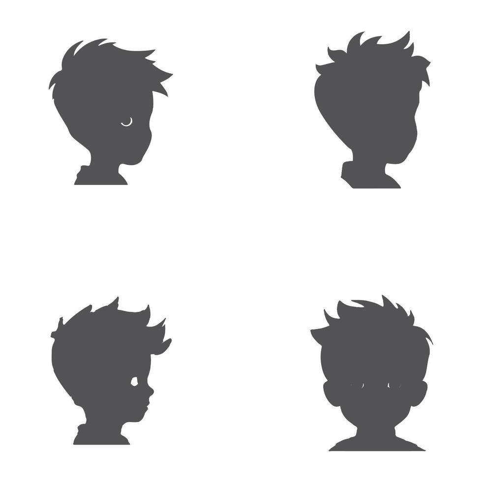 negro siluetas de Niños en blanco antecedentes. ilustración. vector