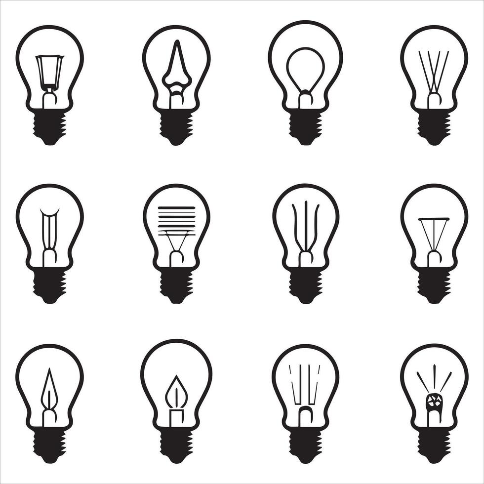 Light Bulb Icon Set Isolated on White Background, Illustration vector