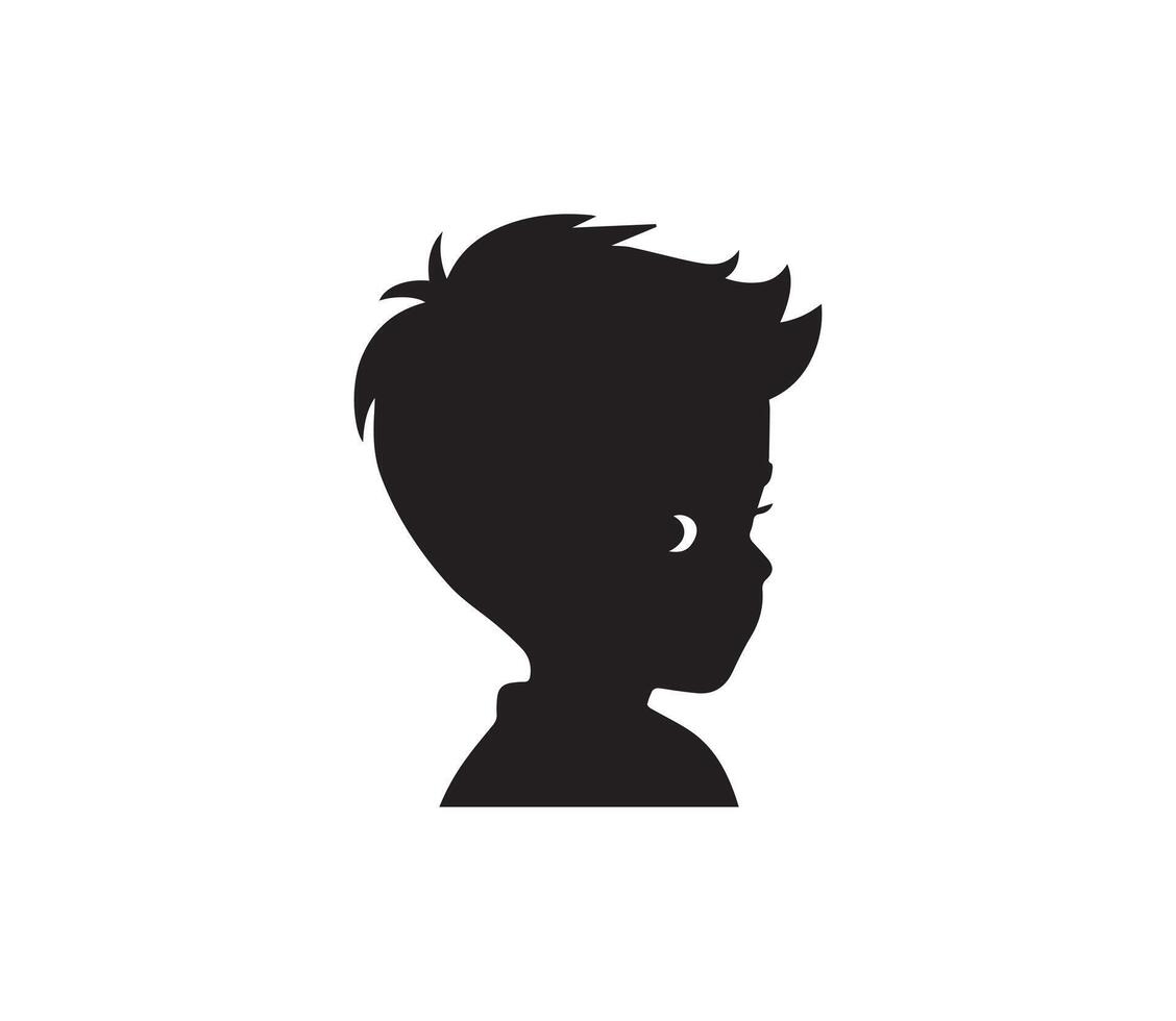 Black silhouettes of boys on white background. illustration. vector