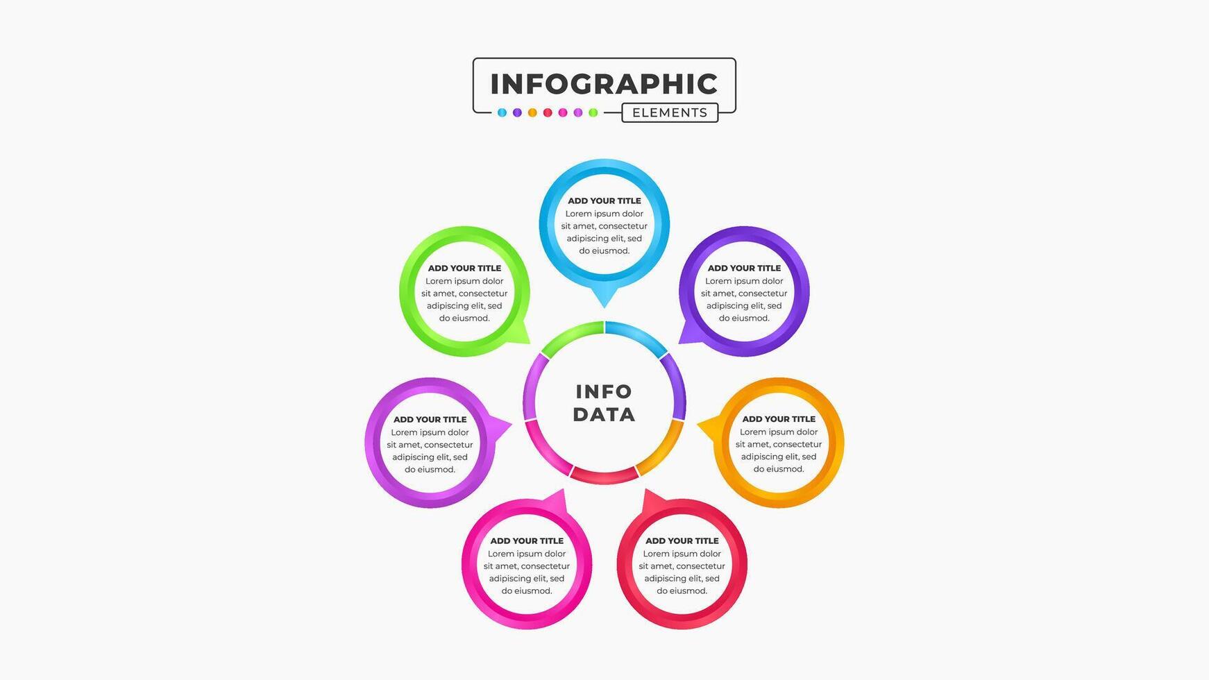 Business circular process infographic design template with 8 steps vector