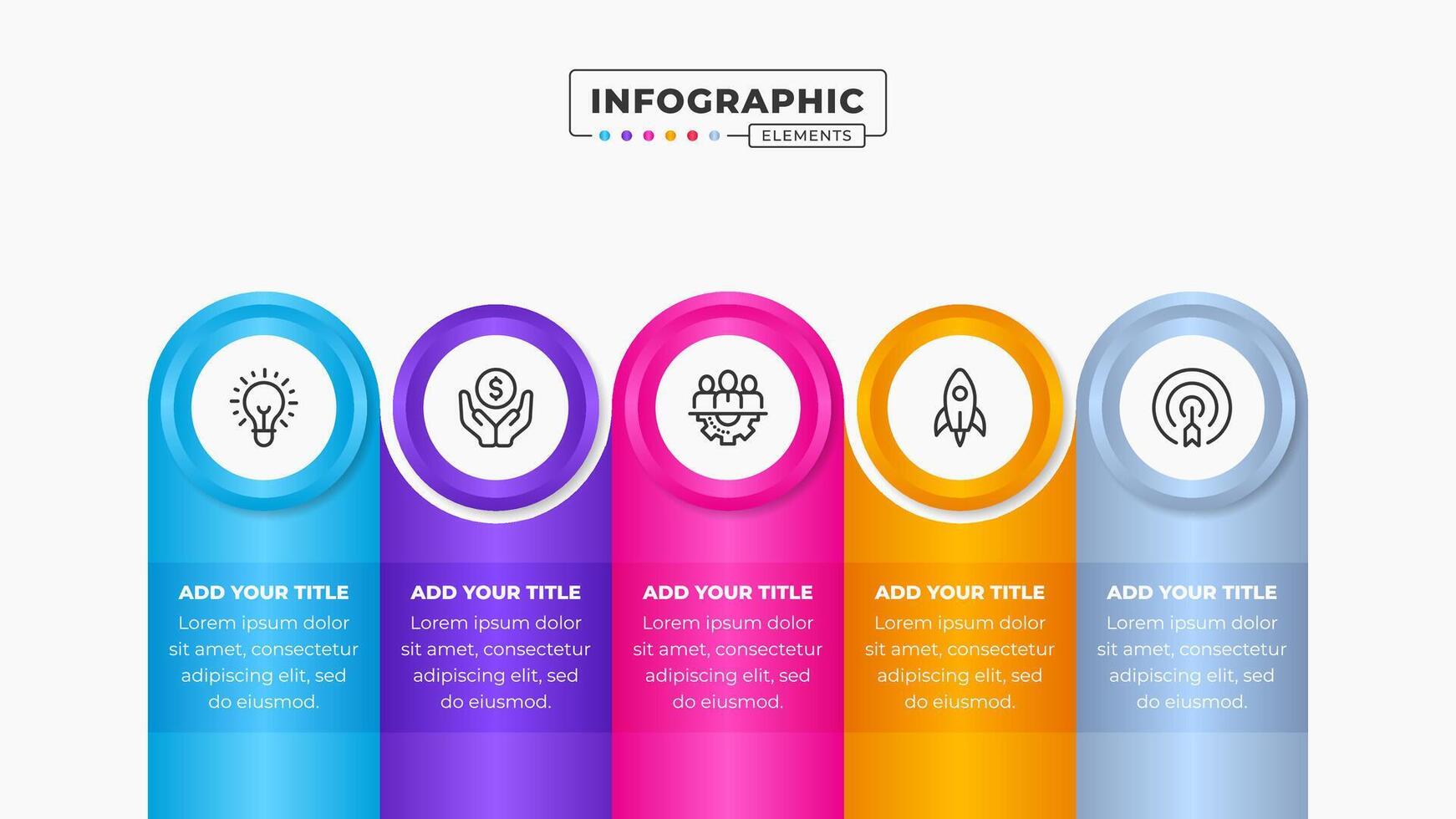 negocio proceso infografía diseño modelo con 5 5 pasos vector