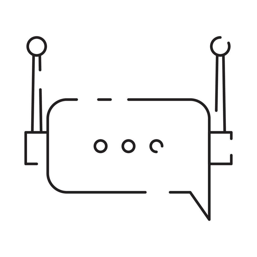 Robot icon. Chatbot icon. Cute smiling bot. Outline robot sign. Flat line cartoon illustration. Voice support service bot. Virtual online support. vector