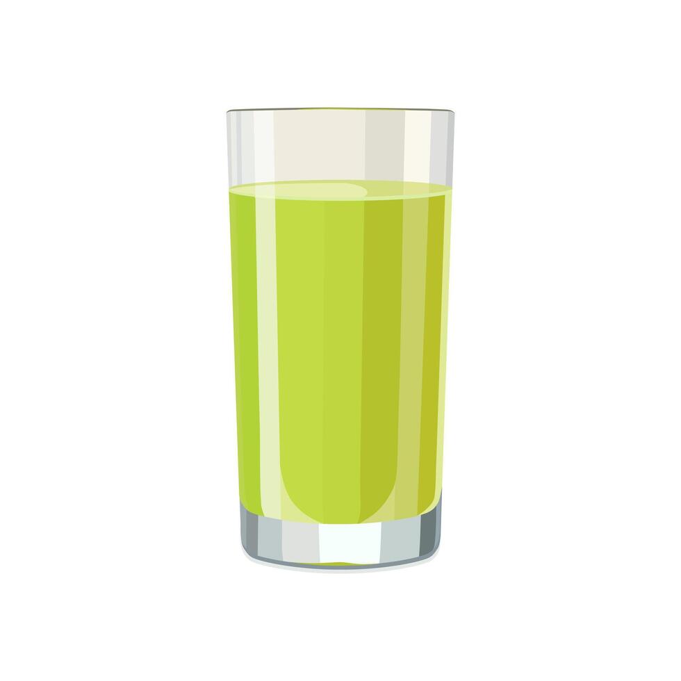 Full glass of green juice isolated on white background. illustration in flat style with drink. Clipart for card, banner, flyer, poster design vector