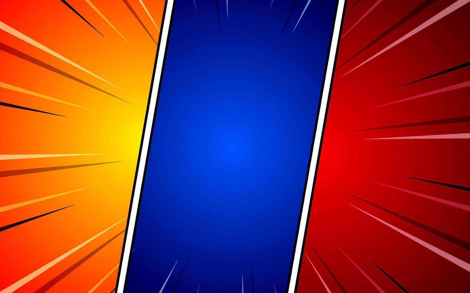 Colorful comic pop art background template with halftone effect. vector