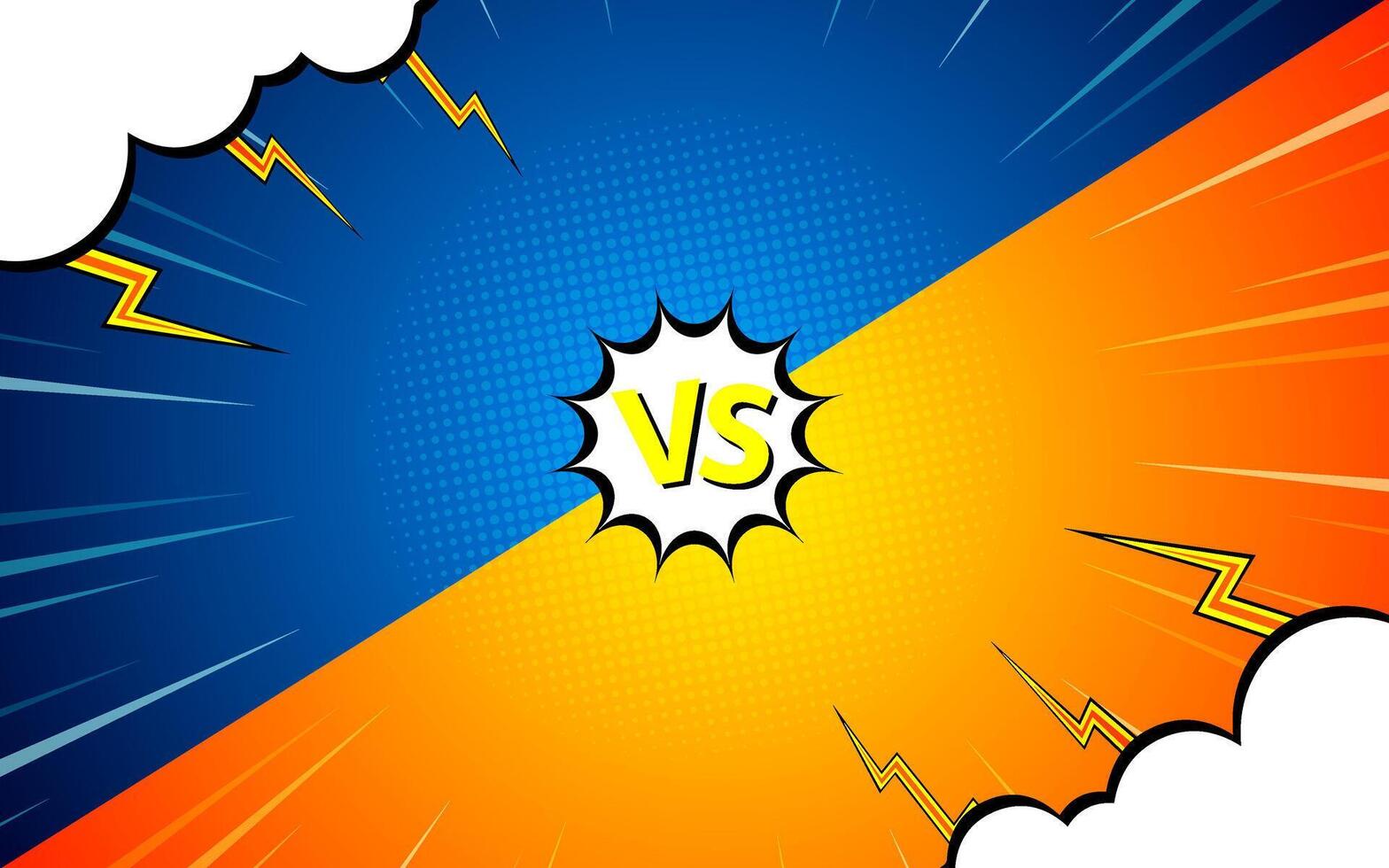 Versus pop art background template for cartoon comic book page or poster. Background with halftone effect in comic style design. vector
