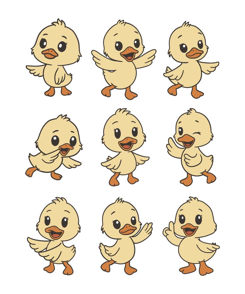 Cute Duck Cartoon Doodle Style Illustration vector