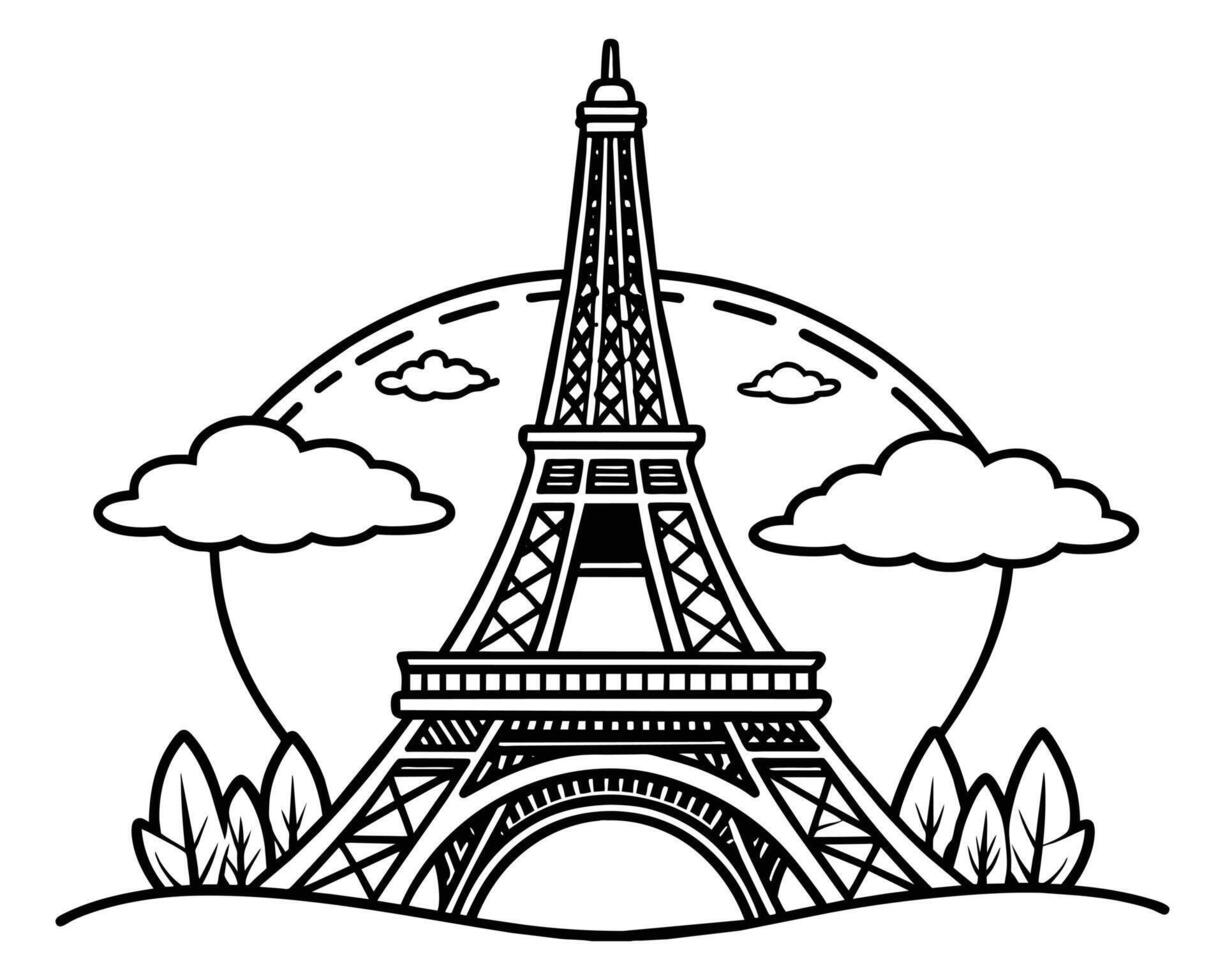 Tower linear flat drawing vector