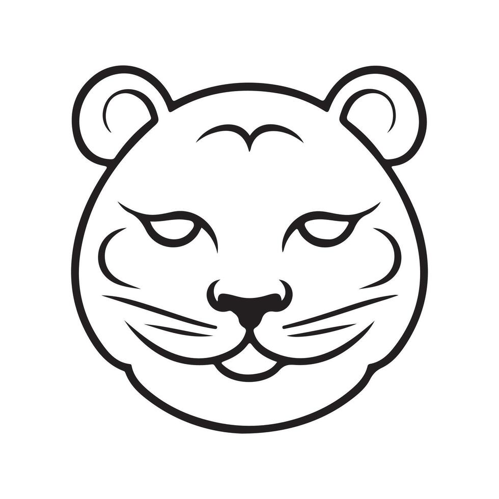 Tiger black and white cartoon character design collection. White background. Pets, Animals. vector