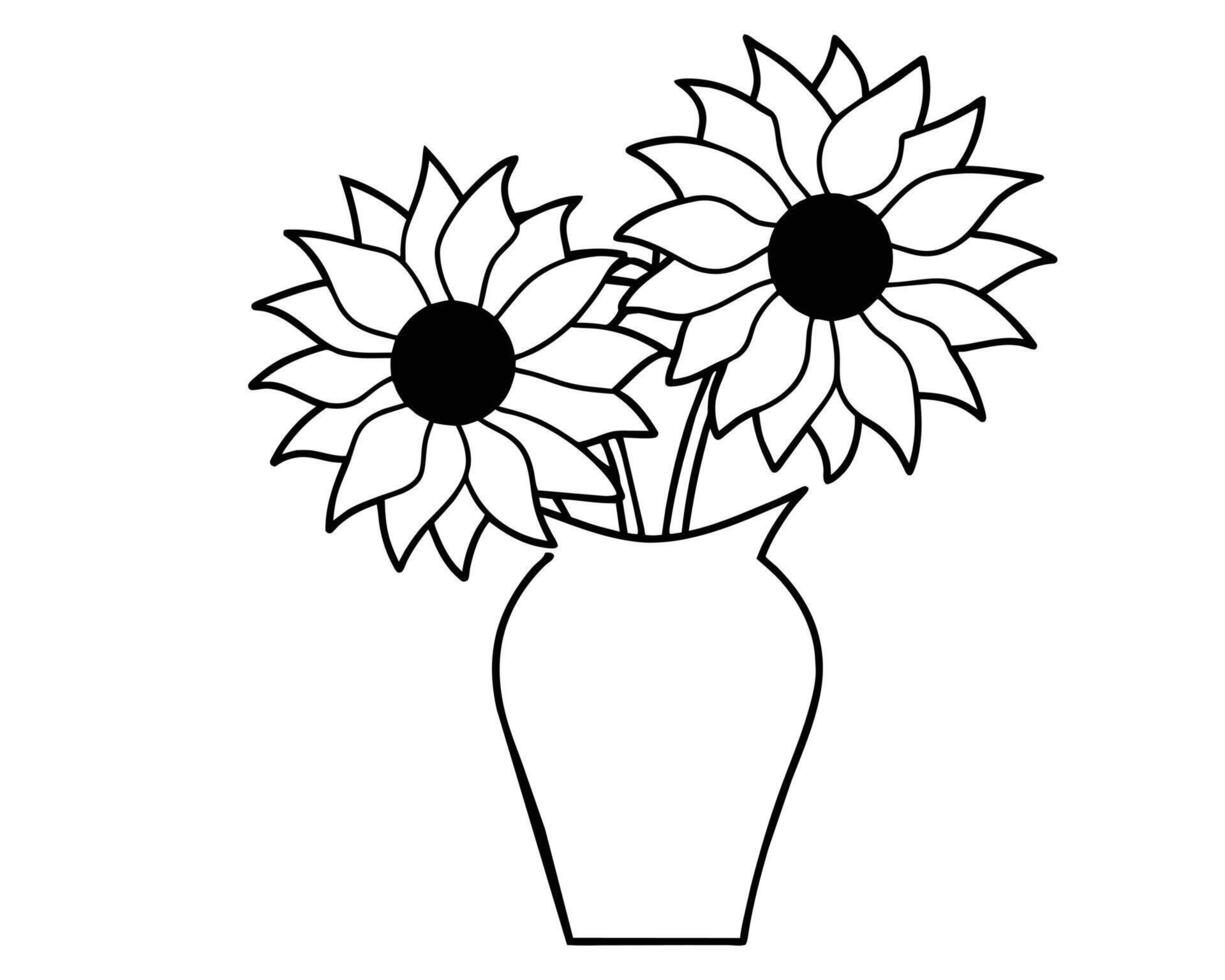 Flower vase outline vector