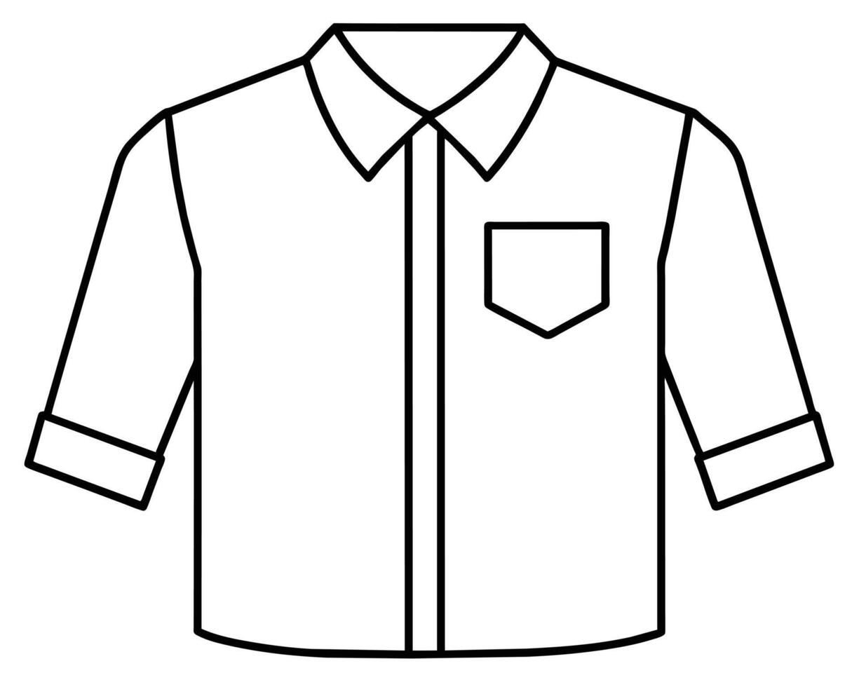 Men Long sleeve resort shirt flat sketch illustration vector