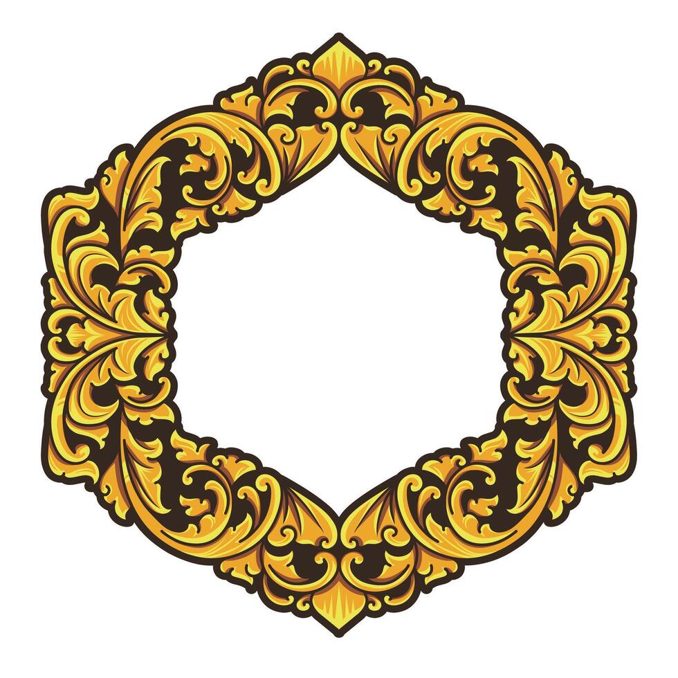 Isolated borders or frames ornament. Ornamental elements for your designs. Black and gold colors. Floral carving decoration for postcards or invitations for social media. vector