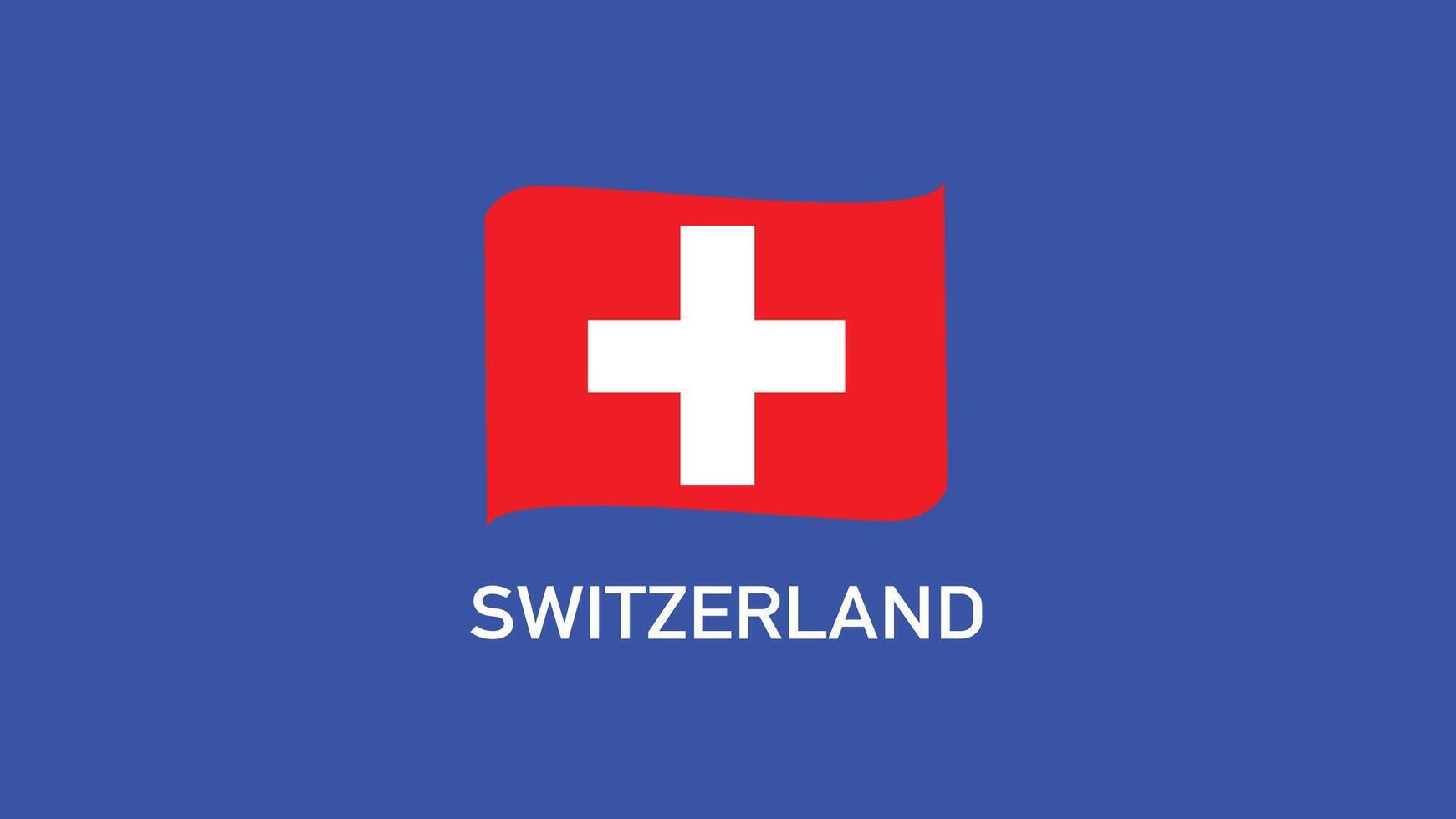 Switzerland Flag Ribbon Teams European Nations 2024 Abstract Countries European Germany Football Symbol Logo Design Illustration vector