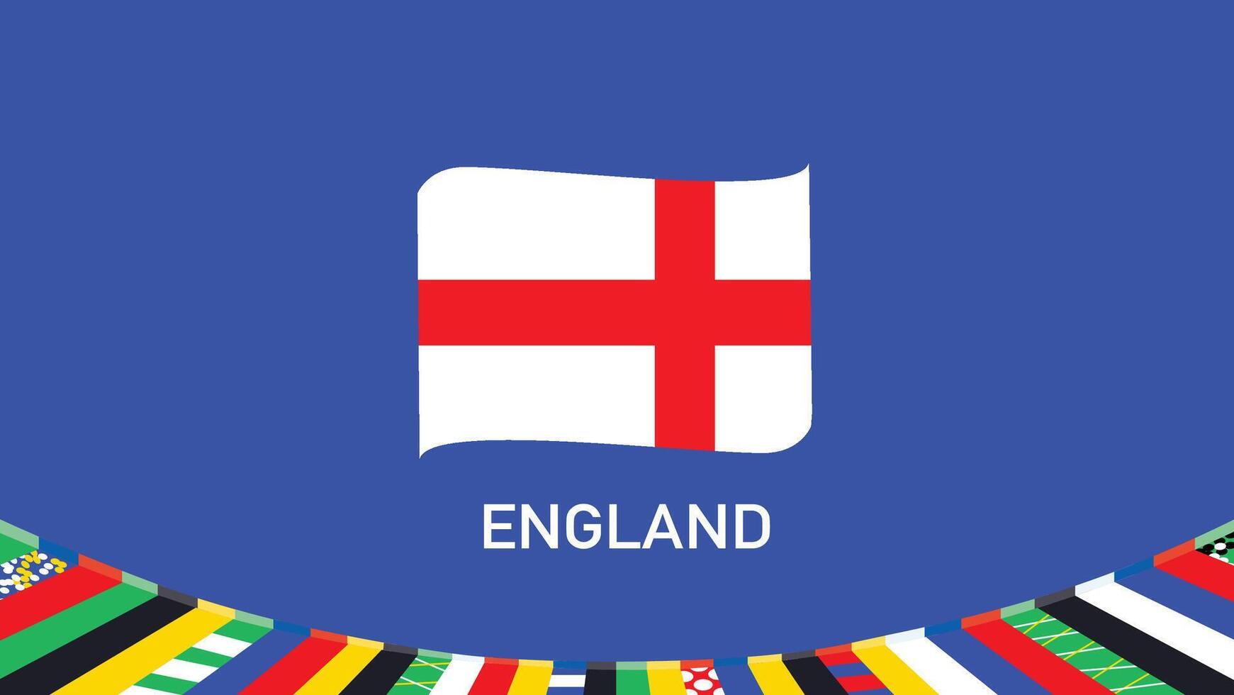 England Flag Ribbon Teams European Nations 2024 Abstract Countries European Germany Football Symbol Logo Design Illustration vector