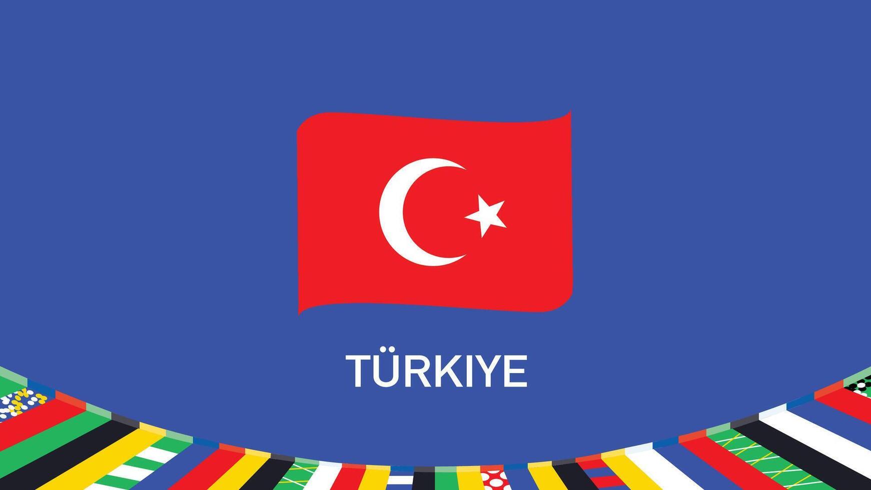 Turkiye Emblem Teams European Nations 2024 Symbol Abstract Countries European Germany Football Logo Design Illustration vector