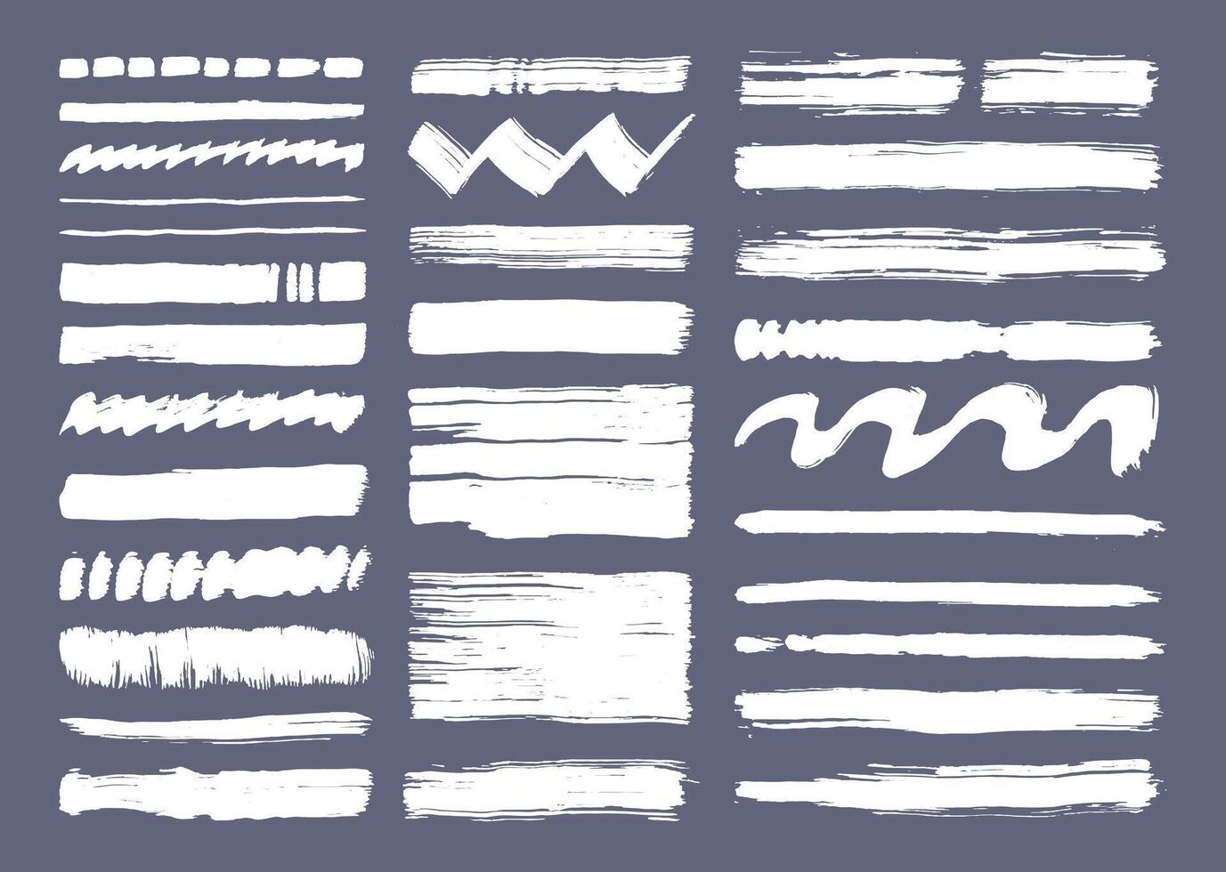 White brush strokes texture template set. Paint brushes design. Hand drawn creative layout. vector