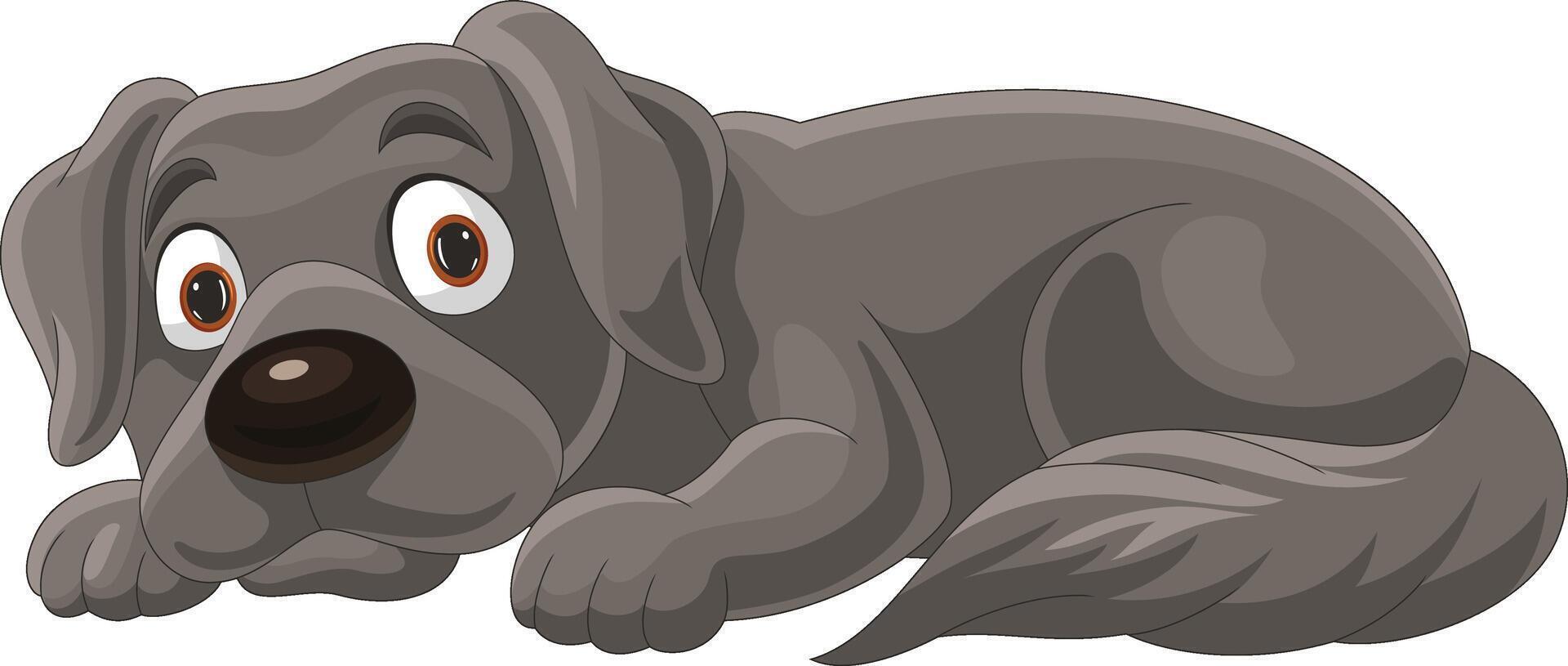 Cute dog cartoon lying down vector