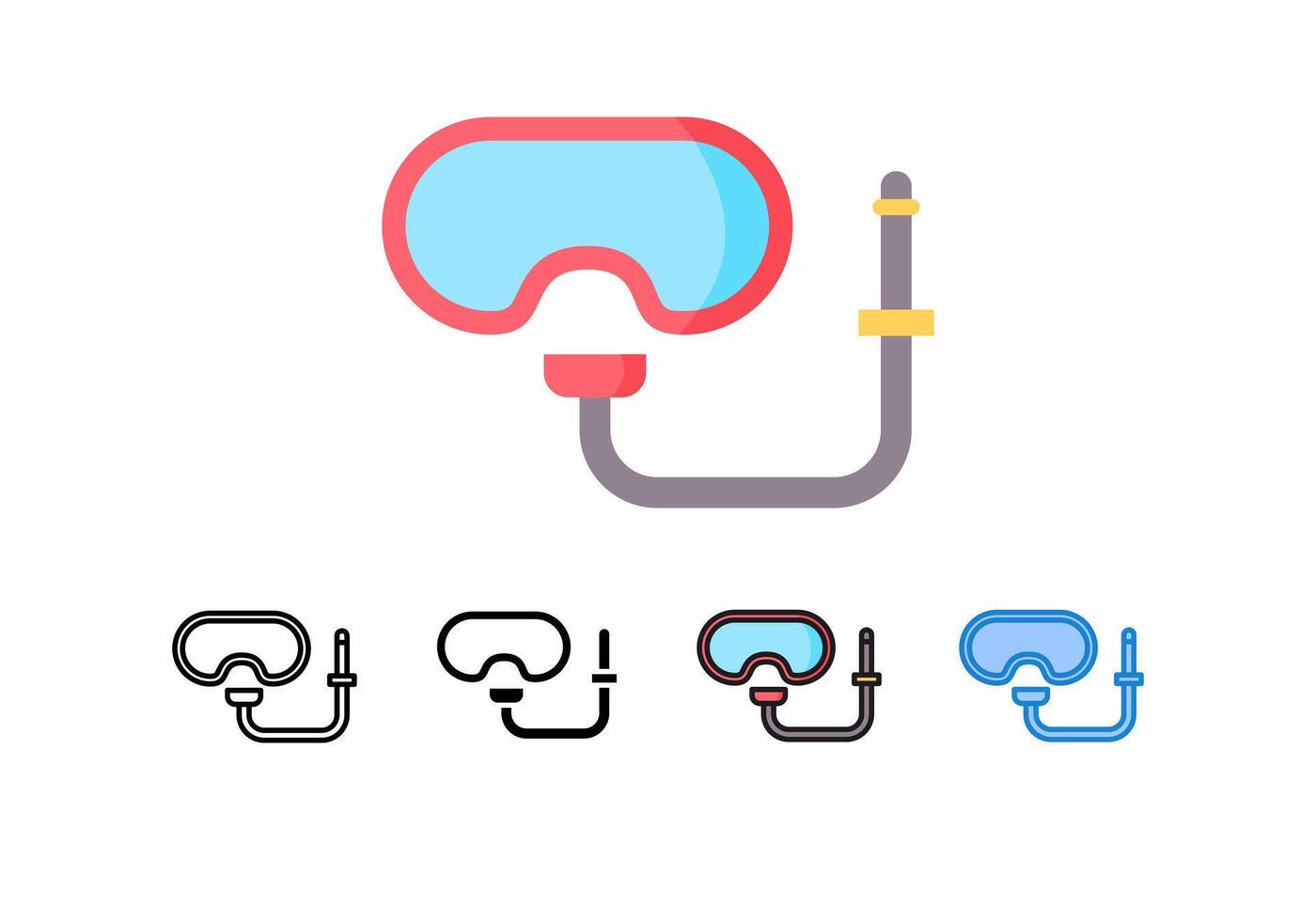 mask icon with snorkeling, diving sport, icon with 5 different styles. Perfect for web design, etc. vector