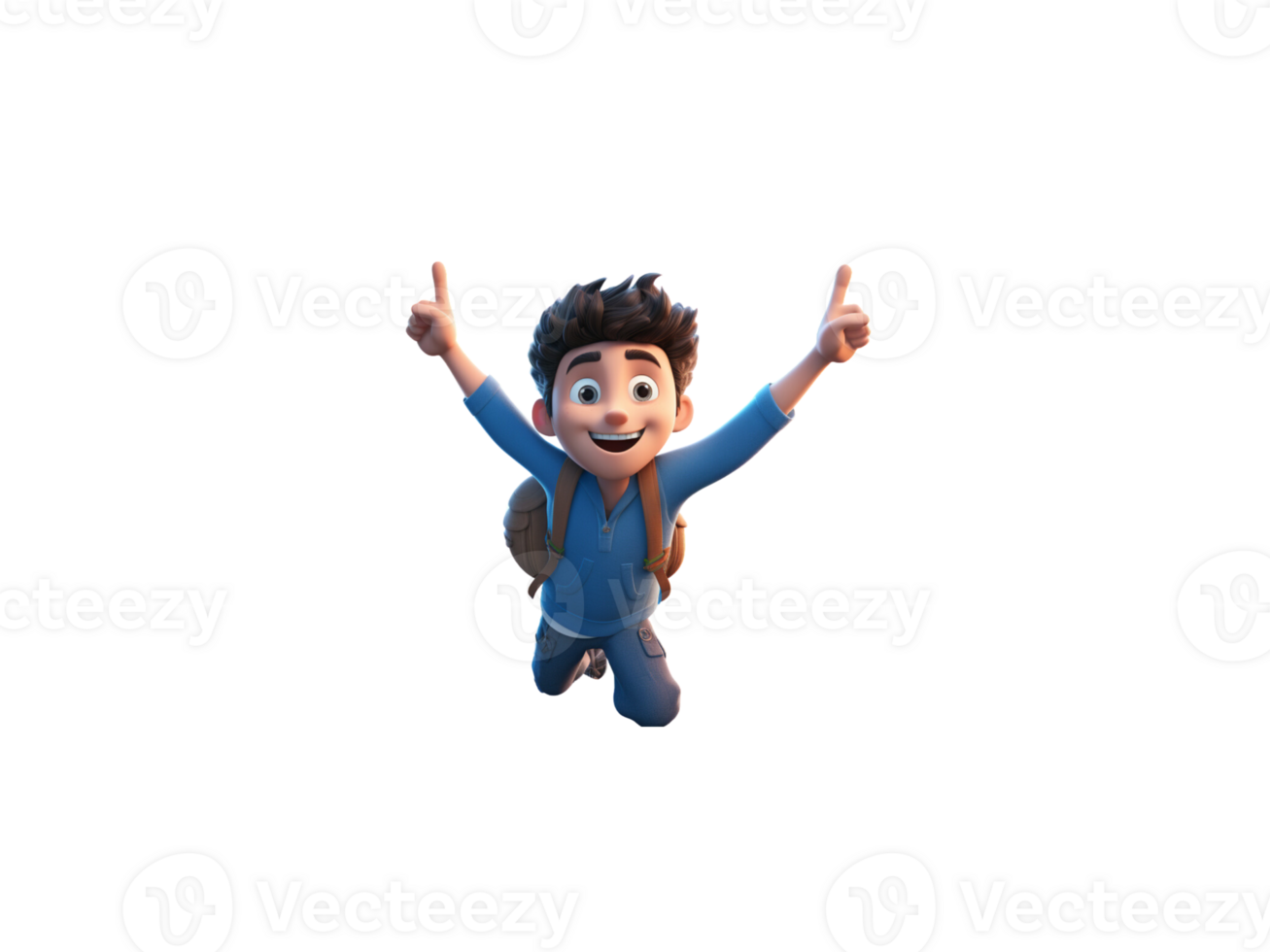 Child doing flying pose. 3D cartoon character png